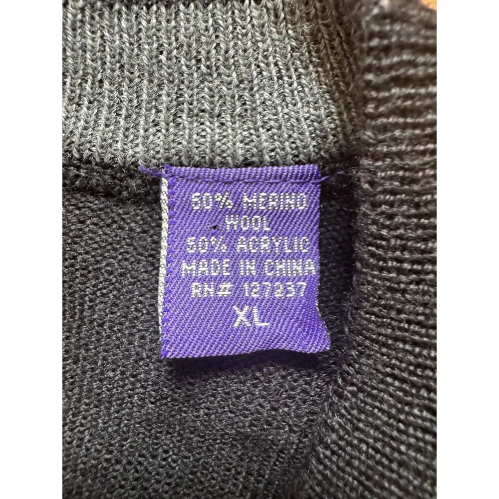 Alan Flusser Merino Wool Sweater Vest XL Black Classic V-Neck Preppy